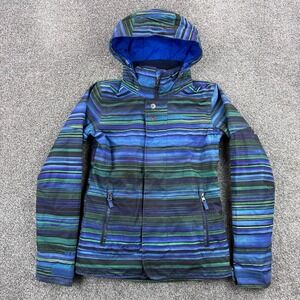 Burton Jet Set Jacket Women's XSmall Green Blue Hooded Snowboard Ski Waterproof